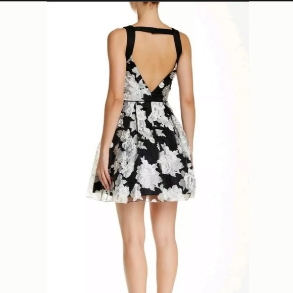 Aiden Mattox Black Floral Chiffon A-Line Dress - Picture 2 of 12